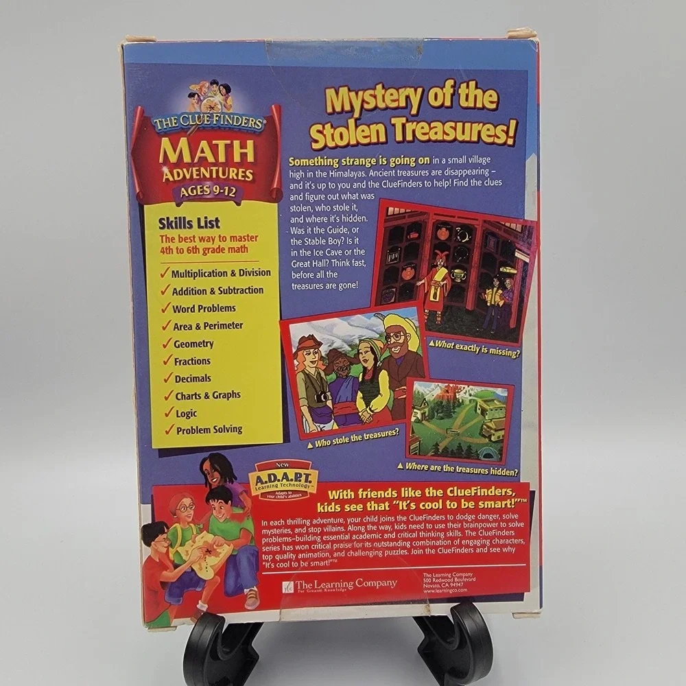 Clue Finders Math Adventures Mystery of the Stolen Treasure Big Box 2cd Vtg Pc